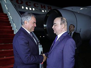 Chairman of the State Duma Viacheslav Volodin and Chairman of the Majlisi namoyandagon of Majlisi Oli Shukurjon Zuhurov