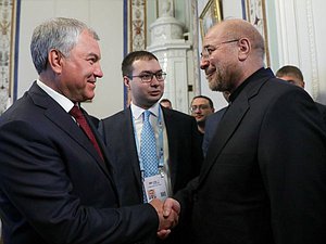Chairman of the State Duma Vyacheslav Volodin and Speaker of the Islamic Consultative Assembly of the Islamic Republic of Iran Mohammad Bagher Ghalibaf
