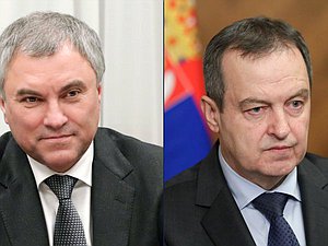 Chairman of the State Duma Vyacheslav Volodin and Speaker of the National Assembly of the Republic of Serbia Ivica Dacic