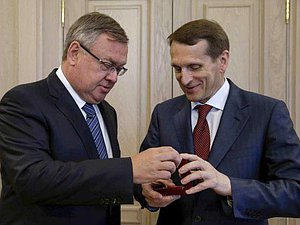 С.Нарышкин встретился с Президентом – Председателем Правления Банка ВТБ А.Костиным