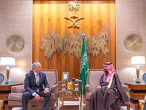 Встреча Председателя Государственной Думы Вячеслава Володина с наследным принцем Саудовской Аравии Мухаммедом бен Сальманом Аль Саудом