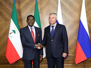 Chairman of the State Duma Vyacheslav Volodin and President of the Republic of Equatorial Guinea Teodoro Obiang Nguema Mbasogo