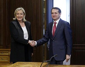 12 апреля С.Нарышкин встретился с депутатом Европарламента, Председателем Национального фронта Франции Марин Ле Пен