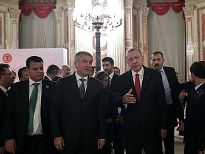 Chairman of the State Duma Viacheslav Volodin and President of Turkey Recep Tayyip Erdoğan