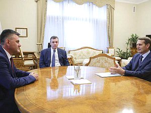 Председатель Государственной Думы Сергей Нарышкин встретился с Председателем Верховного Совета Приднестровской Молдавской Республики Вадимом Красносельским