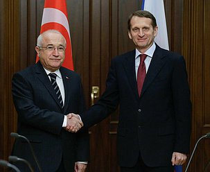 Встреча Председателя Государственной Думы Федерального Собрания Российской Федерации С.Е. Нарышкина с Председателем Великого Национального Собрания Турецкой Республики Дж.Чичеком.