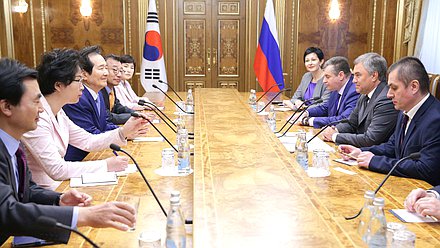 Meeting of Chairman of the State Duma Viacheslav Volodin with former Chairman of the National Assembly of the Republic of Korea Chung Sye-kyun