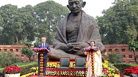 Chairman of the State Duma Viacheslav Volodin and Speaker of the House of the People of the Parliament of the Republic of India Sumitra Mahajan