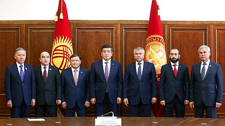 Meeting of President of the Kyrgyz Republic Sooronbay Jeenbekov with the heads of parliaments of the CSTO member states