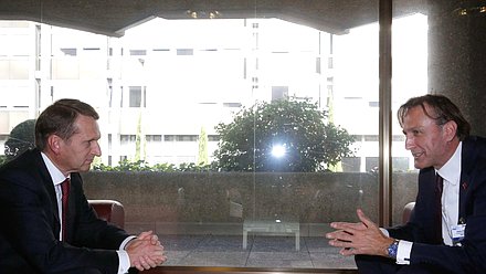   Беседа  Сергея Нарышкина с Почётным председателем Парламентской ассамблеи Организации по Безопасности и сотрудничеству в Европе, Председателем Скупщины Черногории Ранко Кривокапичем.