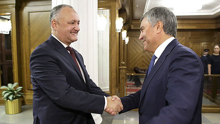 President of the Republic of Moldova Igor Dodon and Chairman of the State Duma Viacheslav Volodin