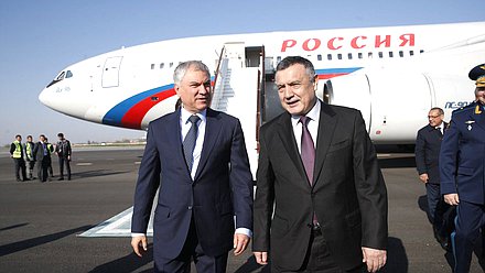 Председатель Государственной Думы Вячеслав Володин и Председатель Законодательной палаты Олий Мажлиса Республики Узбекистан Нуриддин Исмоилов