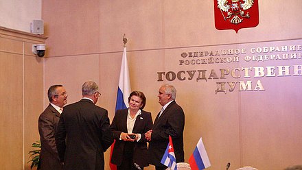   Встреча Первого заместителя Председателя Государственной Думы Ивана Мельникова и группы депутатов Государственной Думы с Послом Республики Куба в Российской Федерации Эмилио Лосада Гарсия.