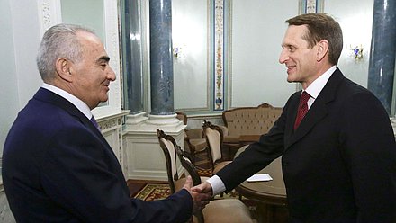 Встреча Сергея Нарышкина с председателем Национального Собрания Республики Армения Галустом Саакяном.