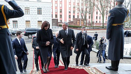 Chairman of the State Duma Vyacheslav Volodin and Chairwoman of the Council of the Republic of the National Assembly of the Republic of Belarus Natalya Kochanova