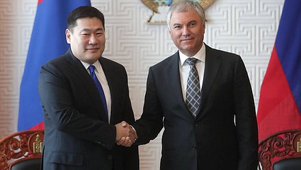 Chairman of the State Duma Vyacheslav Volodin and Prime Minister of Mongolia Luvsannamsrain Oyun-Erdene