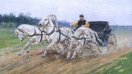 Открытие фотовыставки на тему "Сохранение и пропаганда национальных символов России- орловского рысака и русской тройки". Тройка московского бегового общества, получившая первую премию на всемирной выставке в Лондоне". С.С. Ворошилов 1914г. Музей коневодства им. К.А. Тимирязева.