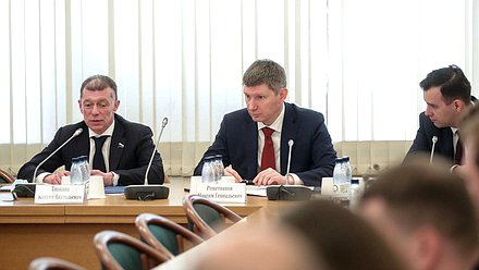 Председатель Комитета по экономической политике Максим Топилин и Министр экономического развития РФ Максим Решетников