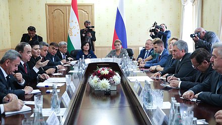 Meeting of Chairman of the State Duma Viacheslav Volodin and Chairman of the Majlisi namoyandagon of Majlisi Oli Shukurjon Zuhurov