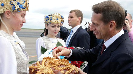 Рабочий визит С.Е.Нарышкина в Республику Беларусь. Прибытие в город Гродно.