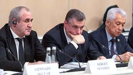 Chairman of the Committee on International Affairs Leonid Slutsky, Deputy Chairman of the State Duma Sergey Neverov and leader of the United Russia faction Vladimir Vasiliev