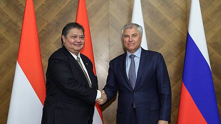 Chairman of the State Duma Vyacheslav Volodin and Coordinating Minister for Economic Affairs of the Republic of Indonesia Airlangga Hartarto