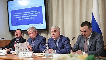 Chairman of the Committee on Energy Pavel Zavalnyi, First Deputy Chairman of the Committee Sergei Esiakov and members of the Committee Gennadii Skliar and Dmitrii Ionin