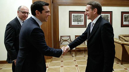 Встреча Председателя Государственной Думы Федерального Собрания российской Федерации С.Е. Нарышкина с Премьер-министром Греческой Республики А. Ципрасом.