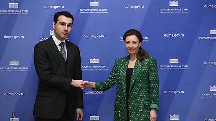 Minister of Foreign Affairs of the Republic of Abkhazia Inal Ardzinba and Deputy Chairwoman of the State Duma Anna Kuznetsova