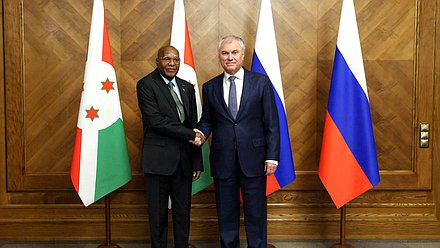 Председатель Государственной Думы Вячеслав Володин и Председатель Национальной Ассамблеи Республики Бурунди Желаз Даниэль Ндабирабе