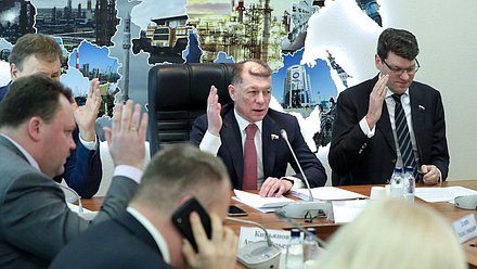 Председатель Комитета по экономической политике Максим Топилин и Первый заместитель Председателя Комитета Денис Кравченко