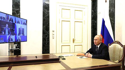 Совещание с постоянными членами Совета Безопасности (в режиме видеоконференции). Фото: kremlin.ru