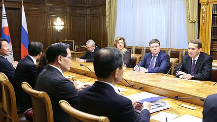 Встреча Председателя Государственной Думы Федерального Собрания Российской Федерации С.Е.Нарышкина с Председателем Национального собрания Республики Корея Чон Ый Хва. 