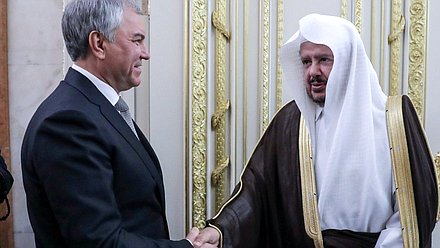 国家杜马主席维亚切斯拉夫·沃洛金会见沙特阿拉伯王国咨询委员会主席阿卜杜拉·阿勒·阿什谢赫
