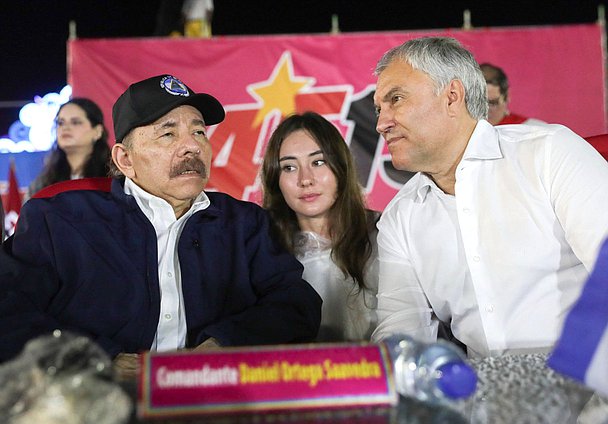El Presidente de la República de Nicaragua, Daniel Ortega Saavedra, y el Jefe de la Duma Estatal, Vyacheslav Volodin