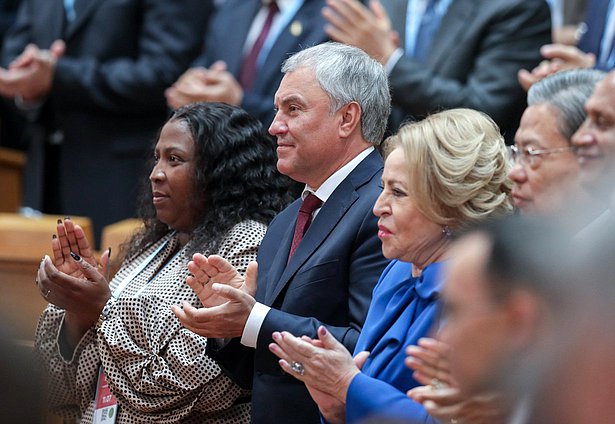 Chairman of the State Duma Vyacheslav Volodin and Speaker of the Federation Council Valentina Matvienko