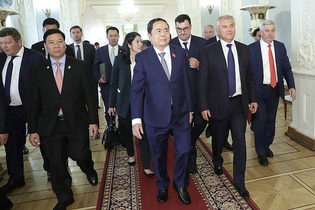 Chairman of the National Assembly of the Socialist Republic of Vietnam Trần Thanh Mẫn, Chairman of the State Duma Vyacheslav Volodin and First Deputy Chairman of the State Duma Ivan Melnikov