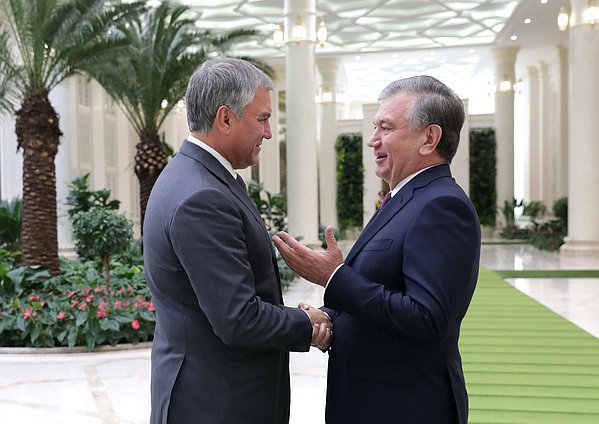 Chairman of the State Duma Viacheslav Volodin and President of the Republic of Uzbekistan Shavkat Mirziyoyev