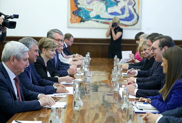 Meeting of Chairman of the State Duma Viacheslav Volodin and President of the Republic of Serbia Aleksandar Vučić
