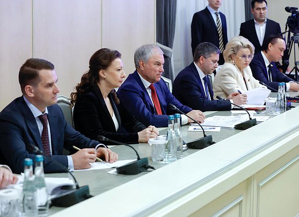 Встреча Председателя Государственной Думы Вячеслава Володина с Председателем Жогорку Кенеша Киргизской Республики Марленом Маматалиевым