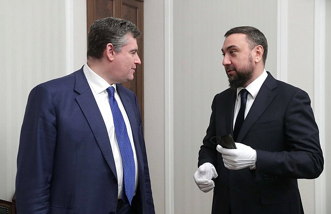 Chairman of the Committee on International Affairs Leonid Slutskiy and First Deputy Chairman of the Committee on Issues of Nationalities Shamsail Saraliev