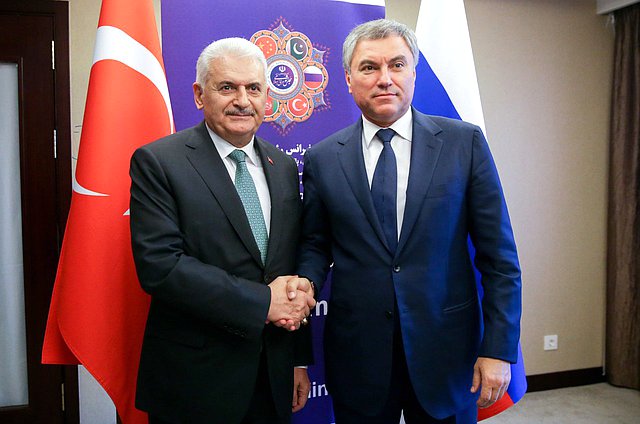 Chairman of the Grand National Assembly of Turkey Binali Yıldırım and Chairman of the State Duma Viacheslav Volodin