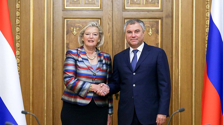 Chairman of the State Duma Viacheslav Volodin and Chairwoman of the First Chamber of the States General of the Netherlands Ankie Broekers-Knol