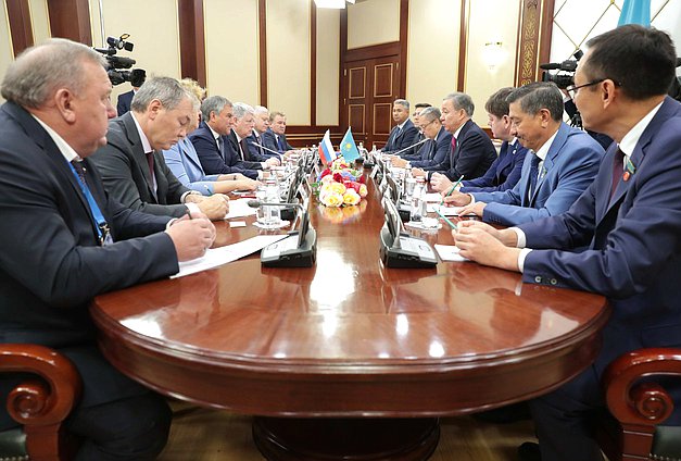 Meeting of Chairman of the State Duma Viacheslav Volodin and Chairman of the Mazhilis of the Parliament of the Republic of Kazakhstan Nurlan Nigmatulin