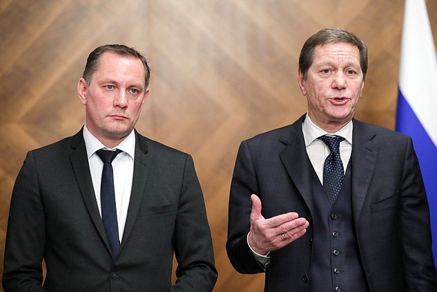 Co-chairman of the parliamentary group of the Alternative for Germany Party in the Bundestag of the Federal Republic of Germany Tino Chrupalla and First Deputy Chairman of the State Duma Aleksandr Zhukov
