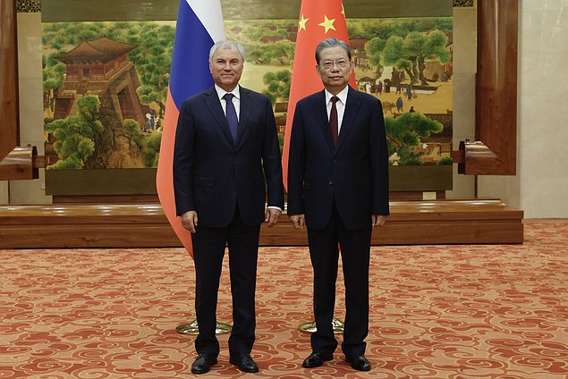 Chairman of the State Duma Vyacheslav Volodin and Chairman of the Standing Committee of the National People's Congress Zhao Leji