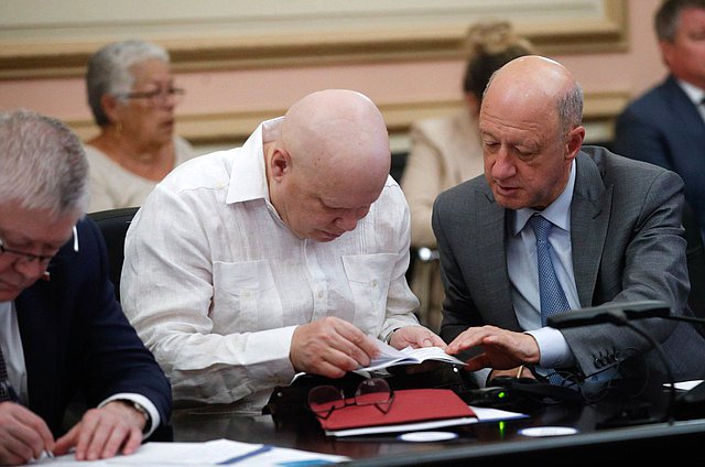 Reunión del Jefe de la Duma Estatal, Vyacheslav Volodin, con el Presidente de la Asamblea Nacional del Poder Popular y del Consejo de Estado de la República de Cuba, Esteban Lazo Hernández