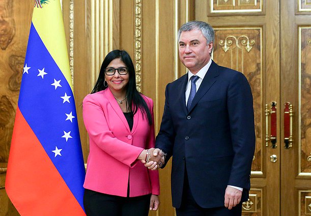 Chairman of the State Duma Viacheslav Volodin and Executive Vice President of the Bolivarian Republic of Venezuela Delcy Rodríguez