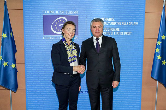 Chairman of the State Duma Viacheslav Volodin and Secretary General of the Council of Europe Marija Pejčinović Burić