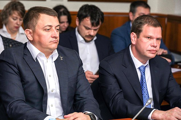 Члены Комитета по вопросам собственности, земельным и имущественным отношениям Андрей Гимбатов и Андрей Дорошенко